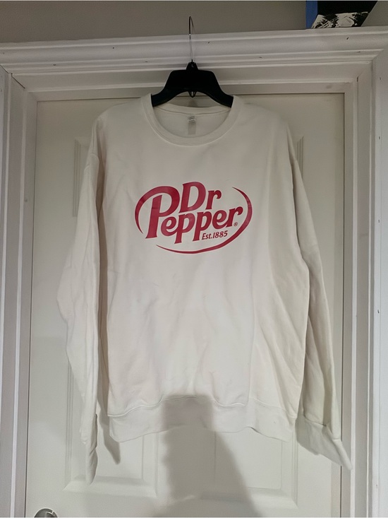 Jerzees Other - Custom made Dr Pepper White Crewneck Sweatshirt with Pink Logo